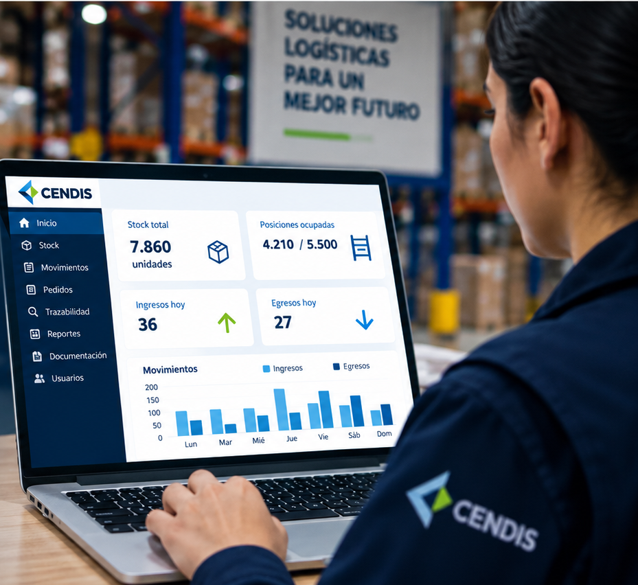 Portal CENDIS con indicadores de stock, trazabilidad y movimientos de la operación